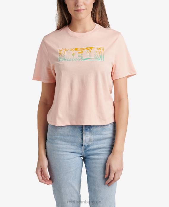 Sara Kurzarm-Crop-T-Shirt Pfirsichfarbener Batikstoff 442L285 Frauen Reef