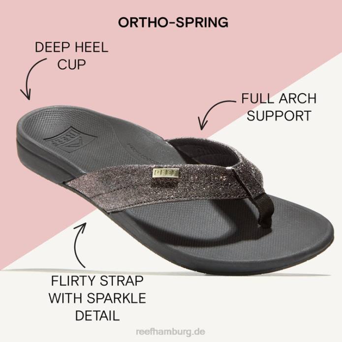 Riff-Ortho-Quelle schwarz/schwarzer Glitzer 442L43 Frauen