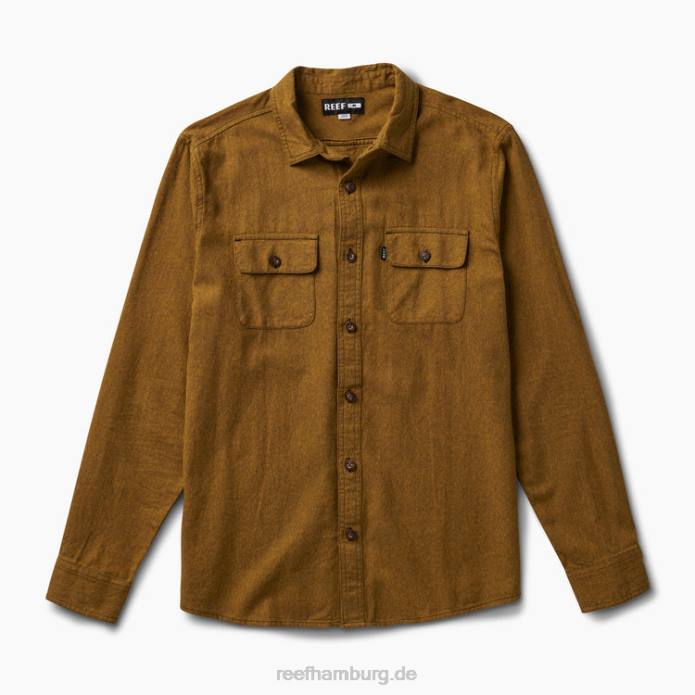 Rask Langarm-Flanell dunkles Oliv 442L665 Männer Reef