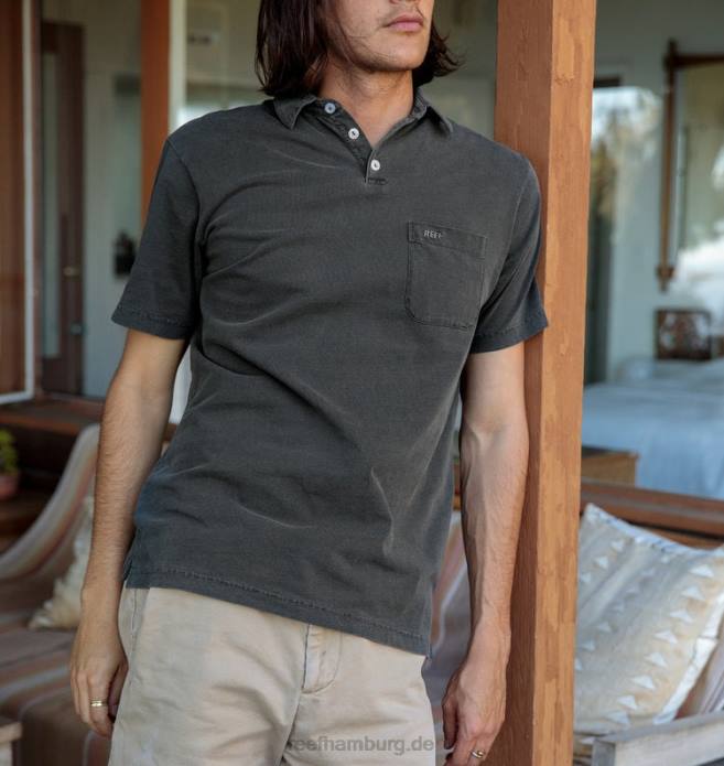Walker Kurzarm-Polo Pirat schwarz 442L641 Männer Reef
