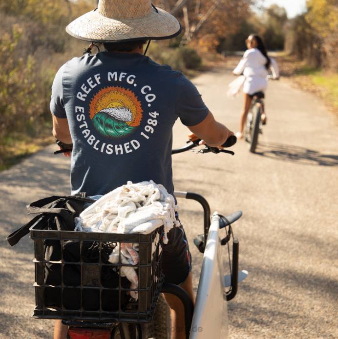 Court-Kurzarm-T-Shirt Abzeichen blau 442L556 Männer Reef