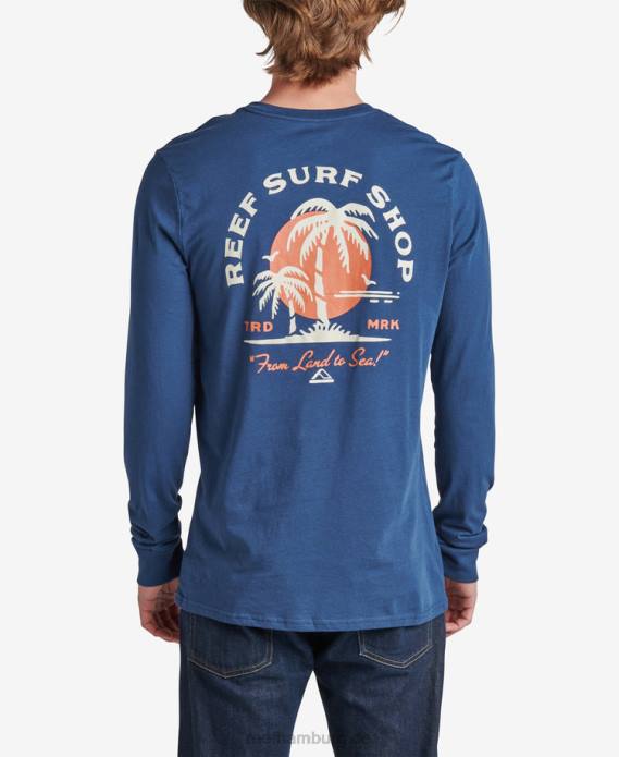 Shuffle-Langarm-T-Shirt Abzeichen blau 442L612 Männer Reef