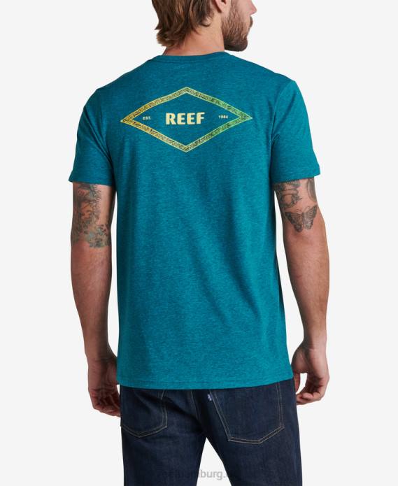 Unite Kurzarm-T-Shirt Cyan-schwarzes Heidekraut 442L575 Männer Reef