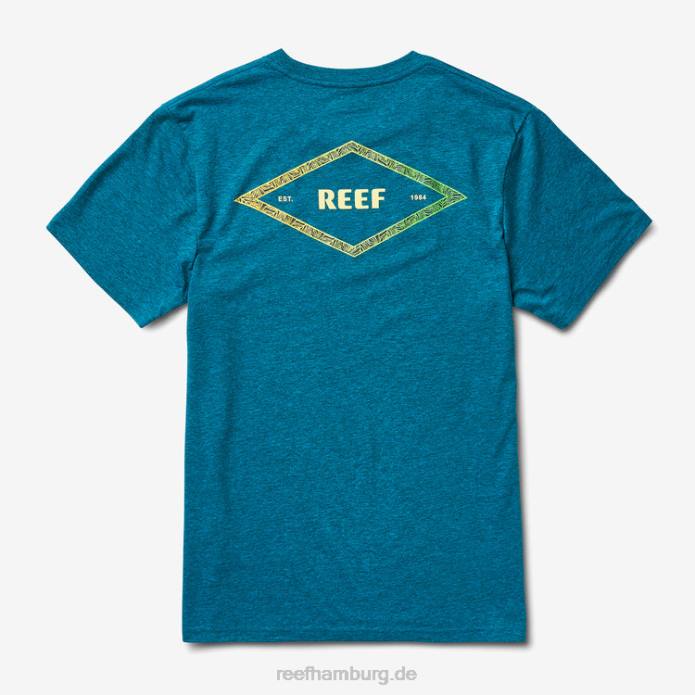 Unite Kurzarm-T-Shirt Cyan-schwarzes Heidekraut 442L575 Männer Reef